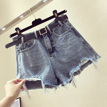 Korea Breaking Cave Jeans Broadlegged Pants Woman 2020 Spring Summer New Korean Version High Waist Loose 100 Hitch Shorts Display Slim Hot Pants