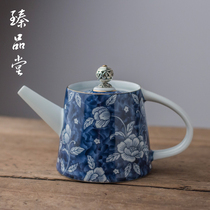 Zhenpintang blue and white porcelain teapot Chinese style Xi Shi pot tea maker kung fu ceramic tea set small single pot