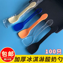 Disposable plastic spoon thickened individually wrapped ice cream yogurt spoon ice cream scoop pudding dessert spoon