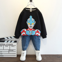 Galaxy Altman clothes boy autumn shirt spring and autumn 2021 sports black childrens autumn clothes