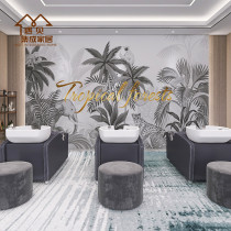 Sofa background wall Rainforest plantain leaf plant wall panel Creative clothing store beauty salon integrated gusset