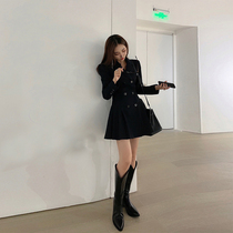 High level sensation 100 pleats suit skirt woman spring autumn collection waist display slim design feeling small group A character short skirt temperament one-piece dress