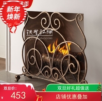Popular new mobile Fujian Province white black front partition European iron screen fireplace pure hand forging