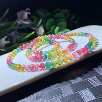5 Mummy 23 gr Natural Brazil Isoseal Bracelet Womans Crystal Candy Three Circles Rainbow Bicolor Bracelet 11277