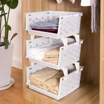 White wardrobe storage basket Plastic frame basket rectangular storage basket can be superimposed wardrobe clothing storage and finishing basket