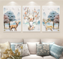 Diamond painting triptych full drill living-room 5d minimalist modern point sticker drill cross embroidered hair Cairoe deer bedroom diamond embroidery