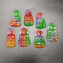 Pretty color jade Guanyin pendant high ice Jade Buddha pendant three color violet red and green antique old objects collection