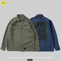 2019 spring new long sleeve shirt Shawenle Japanese retro military wind loose embroidery tooling Tide brand shirt