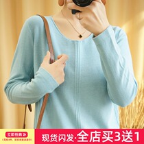 2021 spring new cotton linen coat female v neck long sleeve loose casual solid color bottoming cotton knitted sweater