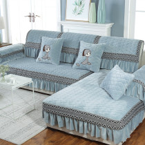 Winter flannel sofa cushion winter non-slip simple modern fashion plush set all-inclusive universal cover towel full cover