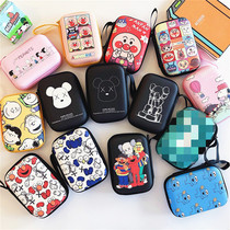  New rectangular large cartoon headset storage bag data cable charging head device finishing box digital personality leather pattern