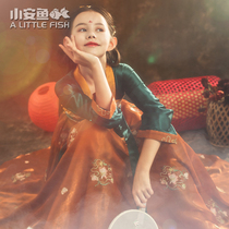 Hanfu girl skirt national style childrens costume long sleeve autumn dress Chinese Super fairy dress Dunhuang ethnic style Tang suit
