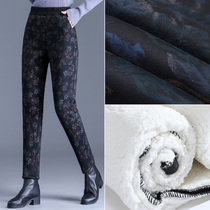 Lamb suede mom pants autumn winter plus suede middle-aged ladies pants big code high waist elastic thickened cotton pants small feet of underpants