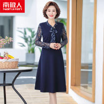 Antarctic mother temperament noble dress middle-aged women spring foreign style middle-aged spring and autumn long-sleeved bottom skirt