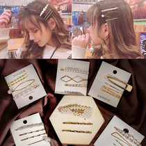 Korean side hairpin net red pearl ins bangs clip headdress female adult simple hairpin Korean word clip