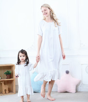 2019 New summer short-sleeved mother and daughter parent-child costume middle school student cotton Korean cool breathable Princess nightgown