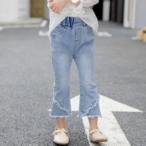 Girl Spring Autumn Jeans 2022 New Children Pants Trendy 100 Hitch Ride Wave Middle Boy Han Version Long Pants Casual Pants