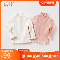 davebella David Bella baby childrens clothing autumn and winter girls baby pink white lace pullover cotton sweater