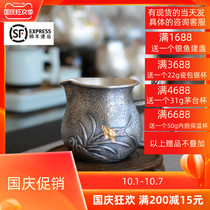 Old gilt orchid public cup tea filter set S999 sterling silver handmade tea tea tea tea set kung fu tea set