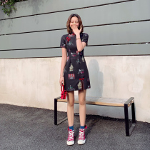 2021 new black cheongsam young girl Chinese style slim fit modified version dress small summer