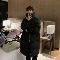 Hualun winter thickened warm cotton coat mens middle long bread dress couple cotton coat boys tide coat