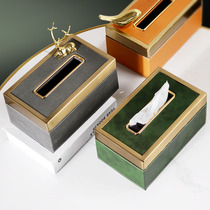 Emerald light luxury wind tissue box simple modern new Chinese style luxury designer leather paper box ornaments