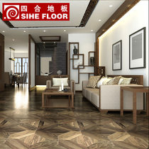  Four-in-one European-style multi-layer solid wood parquet floor black walnut 12mm floor heating factory direct sales