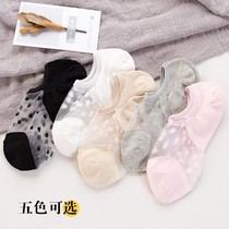 Boat socks female ins tide summer thin shallow mouth sweat-absorbing glass screen yarn transparent cute Japanese crystal socks
