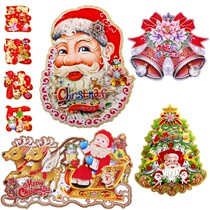 Christmas stickers Christmas decorations Christmas tree door stickers old man head snowflake wall stickers shop scene layout hanging paintings