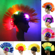 Glowing cockscomb wig wig color funny headdress dress up flash props headgear headgear headgear funny supplies