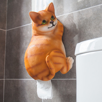 Cute cat toilet paper towel rack wall-mounted toilet paper holder creative toilet bathroom roll paper holder non-punching