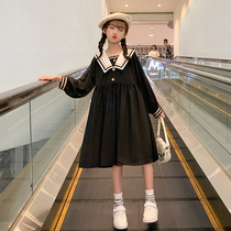 Girl Navy collar dress Spring and autumn Childrens clothes CUHK Tong Han Faculty College Wind Skirt Spring Princess Dresses