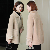 zqqz cashmere coat female mink fur collar hair one 2020 new grain wool fur coat 612