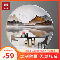 Home has a happy decoration new Chinese style landscape ink mural living room sofa TV background Wall Wall Wall cloth European wallpaper