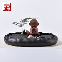 Talk Ben Black Pottery Dry Bubble Pan Tea Table Ceramics Home Day Style Tea Bearing Pot Tofu Retro Zen water storage type small tea tray