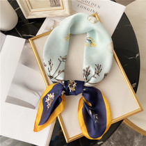 ins spring and summer scarves small square scarf women Korean Joker literary decoration floral vintage winter scarf professional scarf