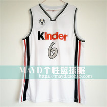 Customized No. 6 Ginobili Italian League Jersey Bologna Vitus retro embroidered basketball vest