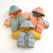 Male baby Foreign coat baby out warm clothes child Korean version of thick cotton padded clothing 0 a 5 year old boy winter clothes