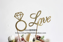 Cake decorated gold love ring multiple cup cake birthday wedding dessert decoration sign
