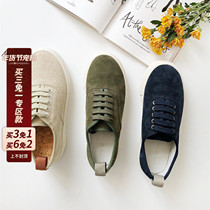 ALIN custom large size women's shoes spring and summer hemp cotton canvas lace-up flat sports thick bottom casual shoes one pedal large size