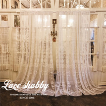 Fa-style retro custom pure color white yarn lace curtains European style modern bedroom living room floating window finished yarn curtain finished product