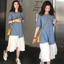 Pregnant women dress long knee long dress summer loose skirt summer dress 2020 hot mom tide mom