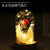 Foreign trade immortal flower glass cover night light Romantic rose birthday gift desktop decoration USB plug-in LED table lamp
