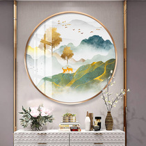 Light luxury new Chinese entry porch decorative painting lucky feng shui round restaurant painting living room sofa background wall hanging painting