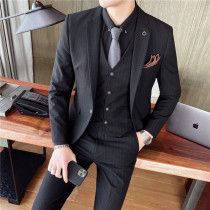 Suit mens suit Korean slim striped mens suit groom wedding dress Best Man group professional dress coat