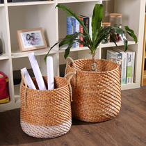 KENS American home Dirty Clothing Items Storage Barrel Green Flower Pot set Furnishing Living-room Containing Barrel Rattan