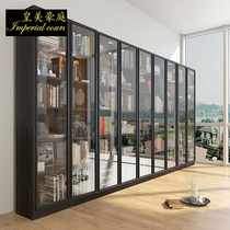 Modern minimalist solid wood corner bookcase Nordic free combination bookshelf with glass door office bookcase jewelry cabinet