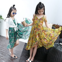 Girls dress 2022 Summer new dress CUHK Tong Bohemian Long dress Beach dress Snow spinning Giant Hem Skirt