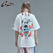 GUUKA white cotton short sleeve T-shirt female tide card hip hop Sports every test must pass the printed round neck Half sleeve loose