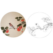 Gongbi painting white sketch background draft Physical print draft Dai Qingchi flower and bird sketch hook line practice draft size optional DQ19
